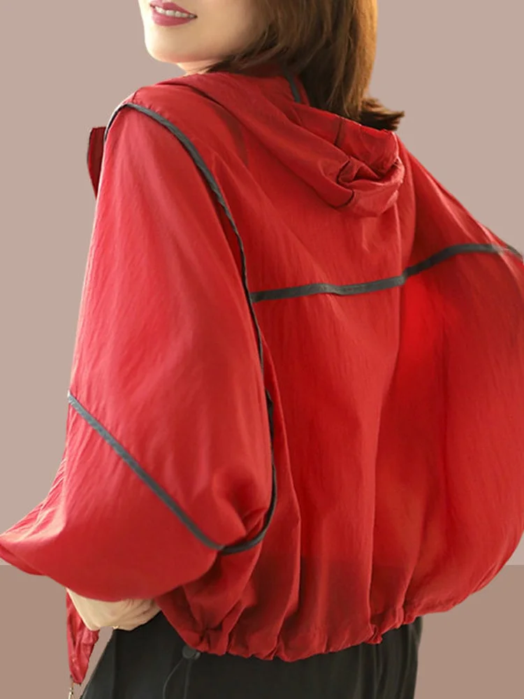 

Women's Summer New Ice Silk UV Protection Clothing Thin Anti-Uv Sunscreen Shirt Small Size Commute Style Loose Fit Long Sleeve