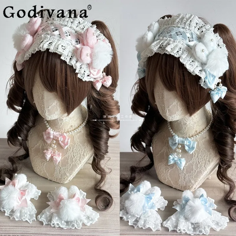 

Japanese Original Design Strawberry Cartoon Rabbit Lolita Headband JK Uniform Cosplay Hair Accessory