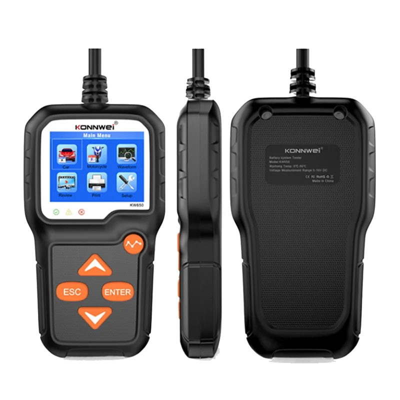 

AEE2-KONNWEI KW650 6V-12V Car Battery Tester 100-2000CCA Automotive Battery Tester For Vehicles Marine Motorcycle