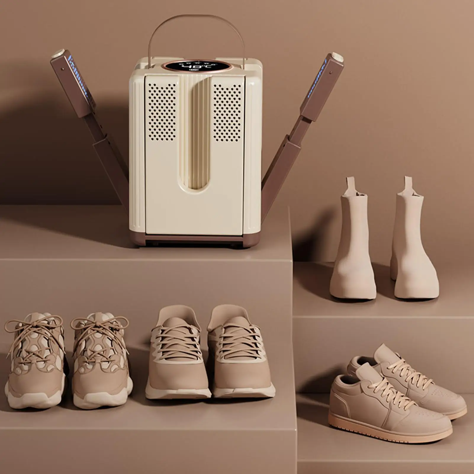 Secador de zapatos con 6 puertos de secado, calentador de botas plegable eléctrico con temporizador para zapatos de viaje en casa, zapatillas, guantes, ropa al aire libre