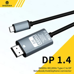 Cable USB C a DisplayPort 1,4, 8K @ 60Hz, 4K144Hz, tipo C a puerto de pantalla 1,4, para iPhone 15, MacBook Pro/Air, iPad Pro, iMac, XPS
