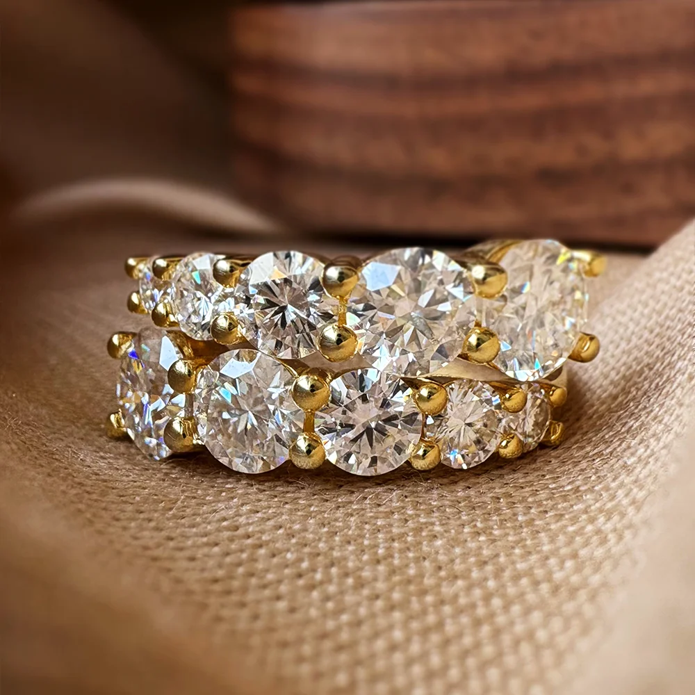 COSYA خاتم مويسانيتي كامل للنساء S925 فضي D VVS1 مختبر دائري الماس قابل للتعديل حلقة مفتوحة الزفاف غرامة مجوهرات هدية فريدة