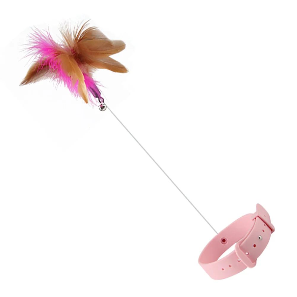 

Puppy Toys Cat Self-healing Stick Interesting Teaser Pink Artificial Feather Interactive Plaything