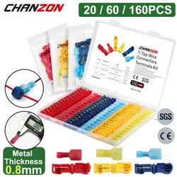 20/60/160PCS T-Tap Quick Splice Wire Connectors Electrical Crimp Joint Cord Cable Self-Stripping Disconnect Wiring Terminals Kit