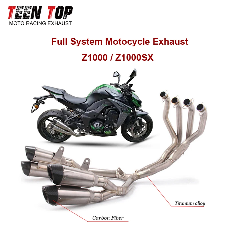 

Full System Motorcycle Exhaust Modified Muffler Titanium Alloy Front Middle Link Pipe For Kawasaki Z1000 Z1000SX 2010 - 2019