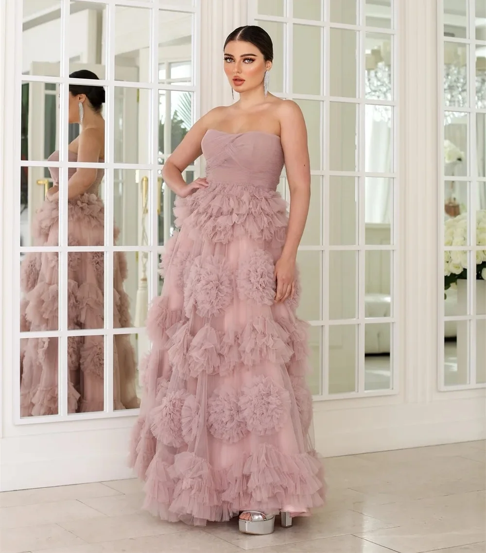 パープルフリルロングオーダーメイドオケージョンガウンイブニングドレスパストロールユニセックスジャージレトロドバイサウジアラビアイスラエルプロムカスタマイズ