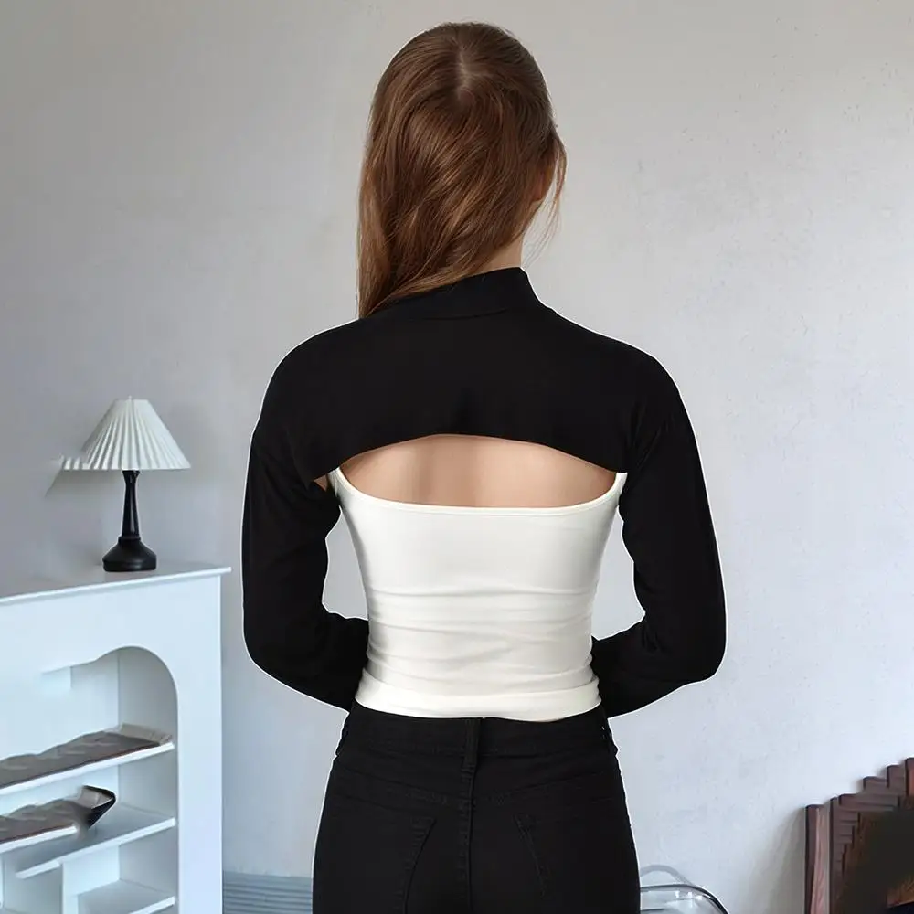 Maniche lunghe in morbido cotone Collo a lupetto da donna Copri braccio elastico Manica a spalla Protezione solare musulmana Maniche lunghe a scialle