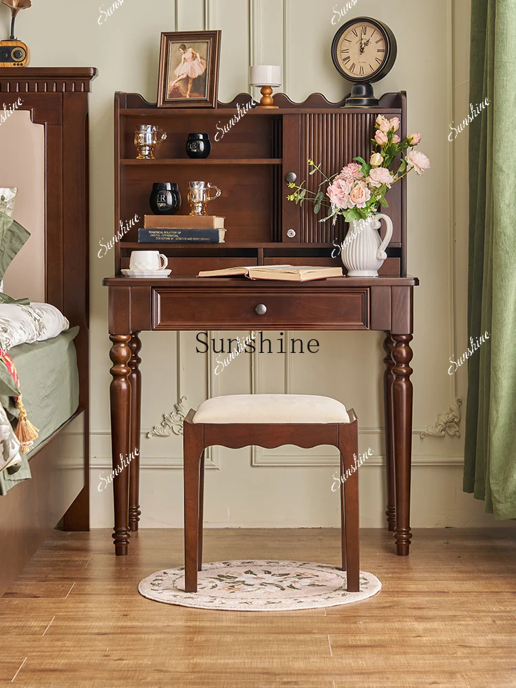 American retro dressing solid wood sofa stool simple shoe change bedside furniture  FT