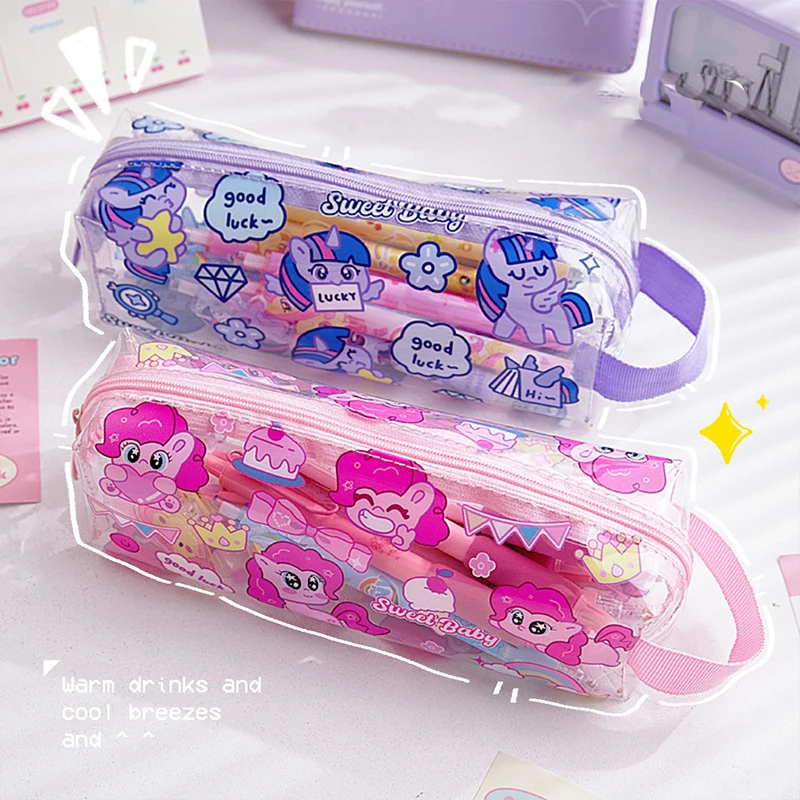 MINISO My Little Pony Friendship Is Magic Student Stationery Cartoon Anime Large Capacity Waterproof Girl Makeup Storage Bag Toy