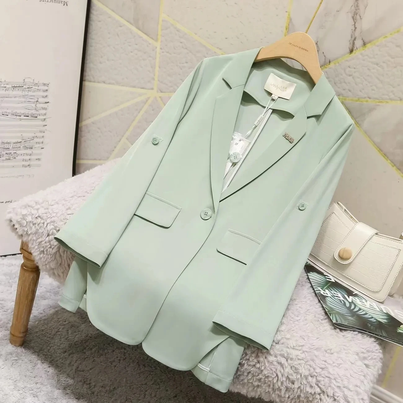 High End Outerwear Female Thin Small Suit Light and Thin 2024 Spring/summer Women Suit Outerwear High-end Feeling Single Layer