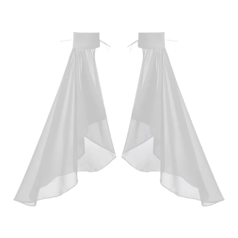 1Pair Detachable Women Long Tulle Bell Sleeves Breathable Thin Sunscreen Sleeves Chiffon Cuff Adjustable Tie Strings