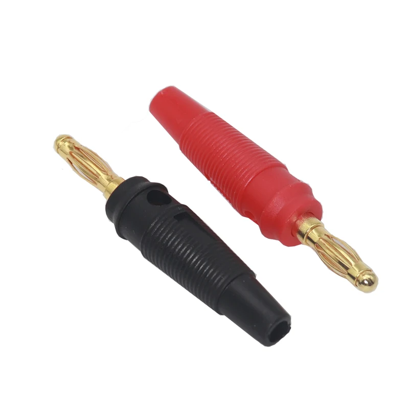 【5-1PCS】4MM banana plug with gold-plated brass screws for non-welded lamp head, 24A high current audio