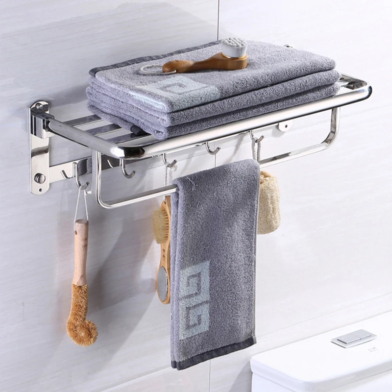 SUS304 Stainless Steel Towel Rack New DP Square Tube Folding Towel Rack