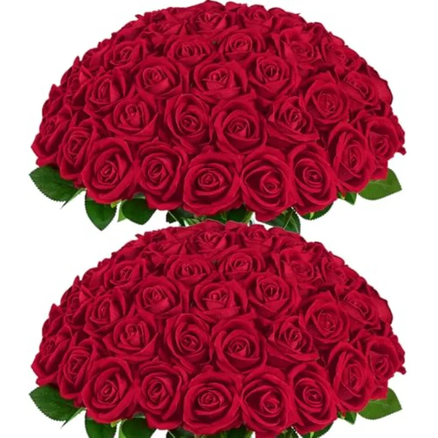 

50 искусственных роз, цветы с эффектом натурального прикосновения, бархатные розы, букет искусственных цветов, искусственные розы оптом с длинными стеблями для дня рождения