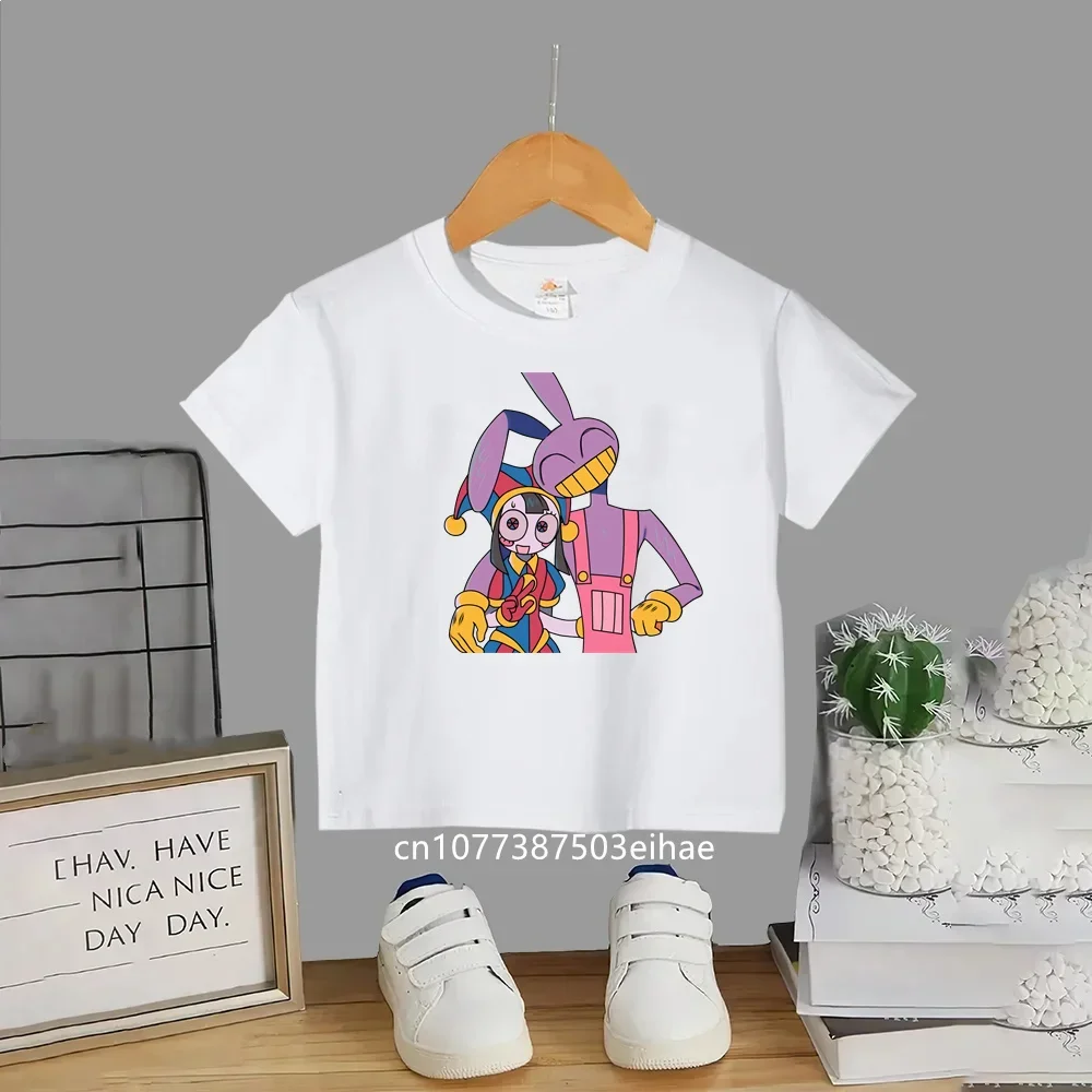 Cute The Amazing Digital Circus Character Kids Cotton Tshirt, Short Sleeve Casual Tees, Children Boys Girls Summer Party Clothes