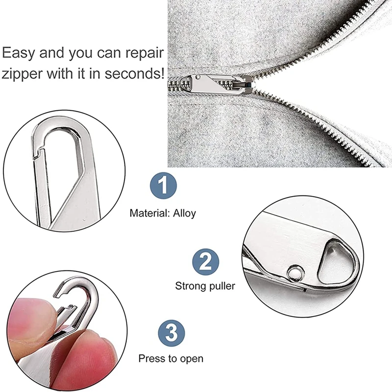 A85Q-ซิปเปลี่ยนโลหะ (10 ชิ้น),แท็บโลหะสําหรับซ่อมซิป,สําหรับเสื้อผ้า,กระเป๋าเดินทาง,กระเป๋าเดินทาง,กระเป๋าเป้สะพายหลัง,งานฝีมือDiy
