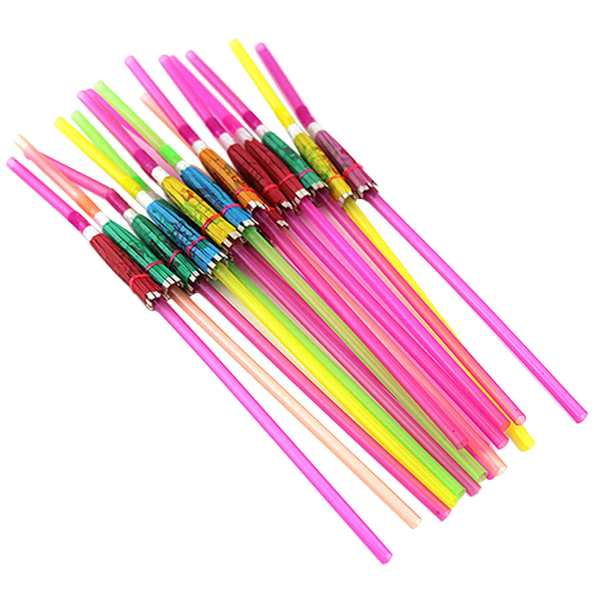 

100pcs Drinking Straws with Umbrella Decoration for Party Hawaiian Luau BBQ Bright Colored Disposable Straws Summer Theme
