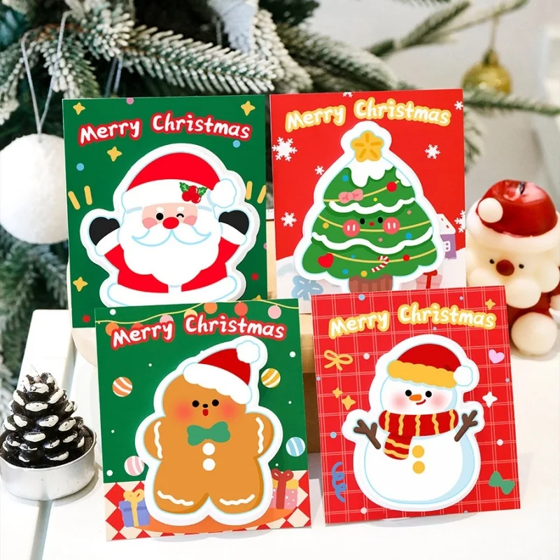 4pack/set Merry Christmas Sticky Notes Santa Snowman Gingerbread Man Tree Self-Adhesive Memo Pads Gift Decorative Notepads
