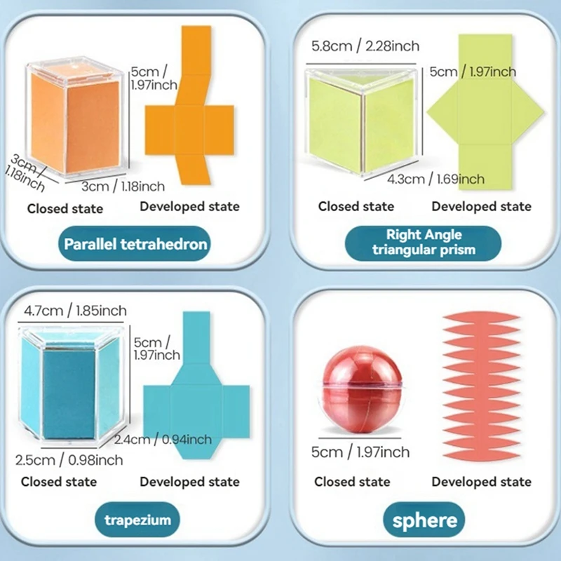 Blocos geométricos 3d para crianças, brinquedos de matemática, área de cubo destacável, expandir materiais de aprendizagem paróquia, brinquedos educativos sensoriais