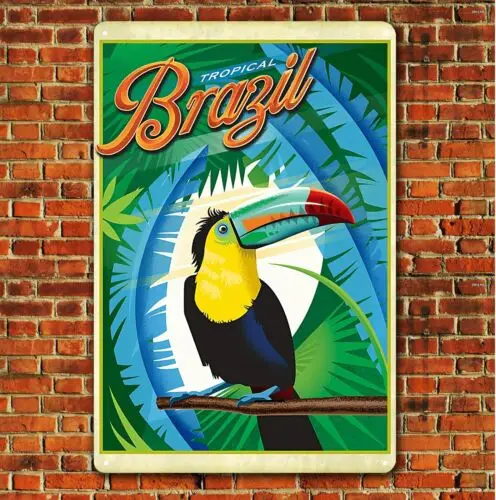 Brazil Collectable Travel Destination Metal Poster - Size: 20x30cm Tin Sign