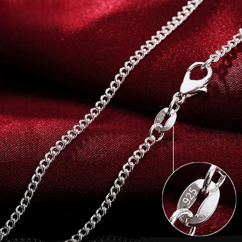 New arrive 925 Sterling Silver 40-75CM LONG 2mm Width Side Chain Necklace For Women Man Fashion Wedding Charm Jewelry