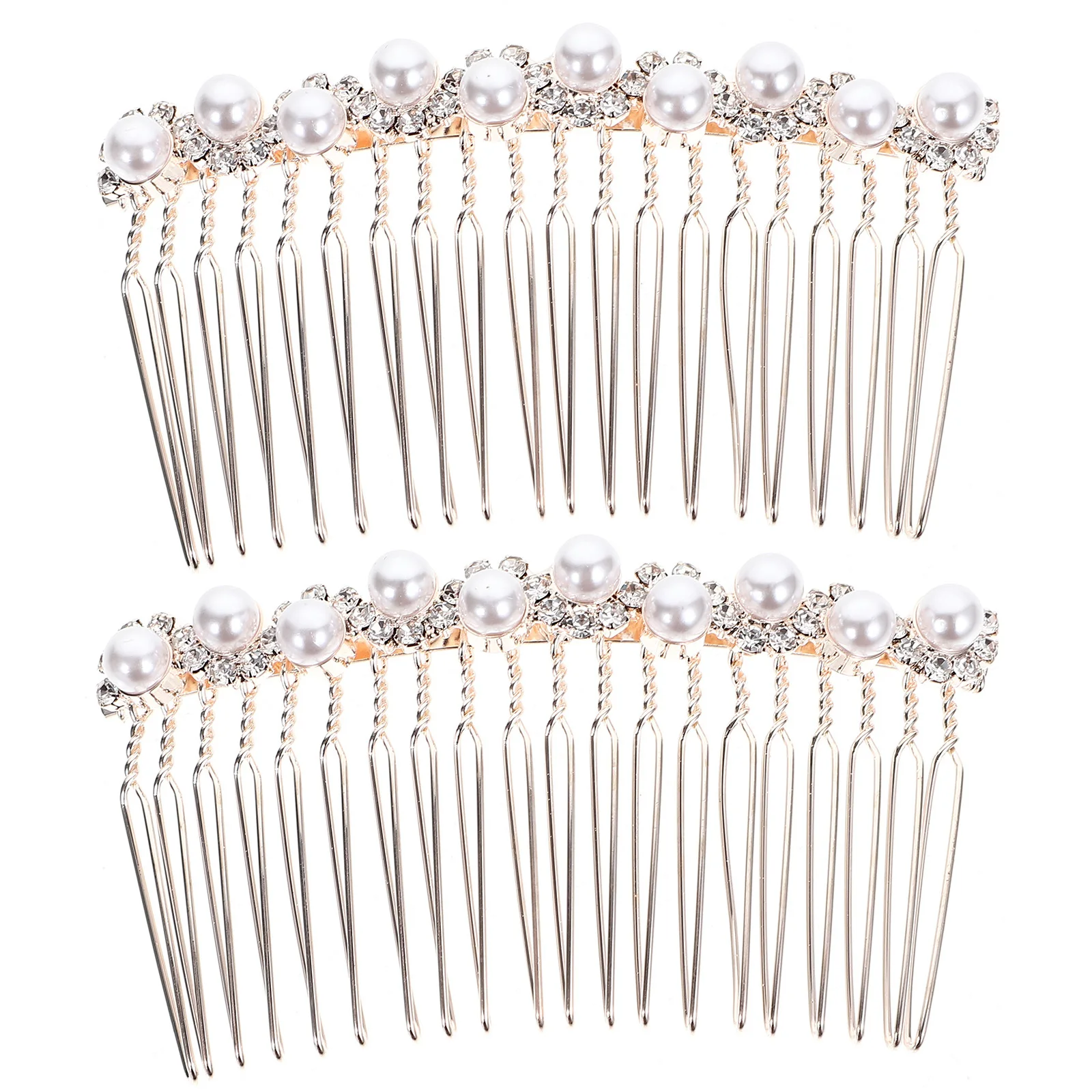 

2Pcs Bridal Wedding Pearl Hair Side Combs Rhinestone Hair Accessories for Bride Prom Party Dance Bride Accessories