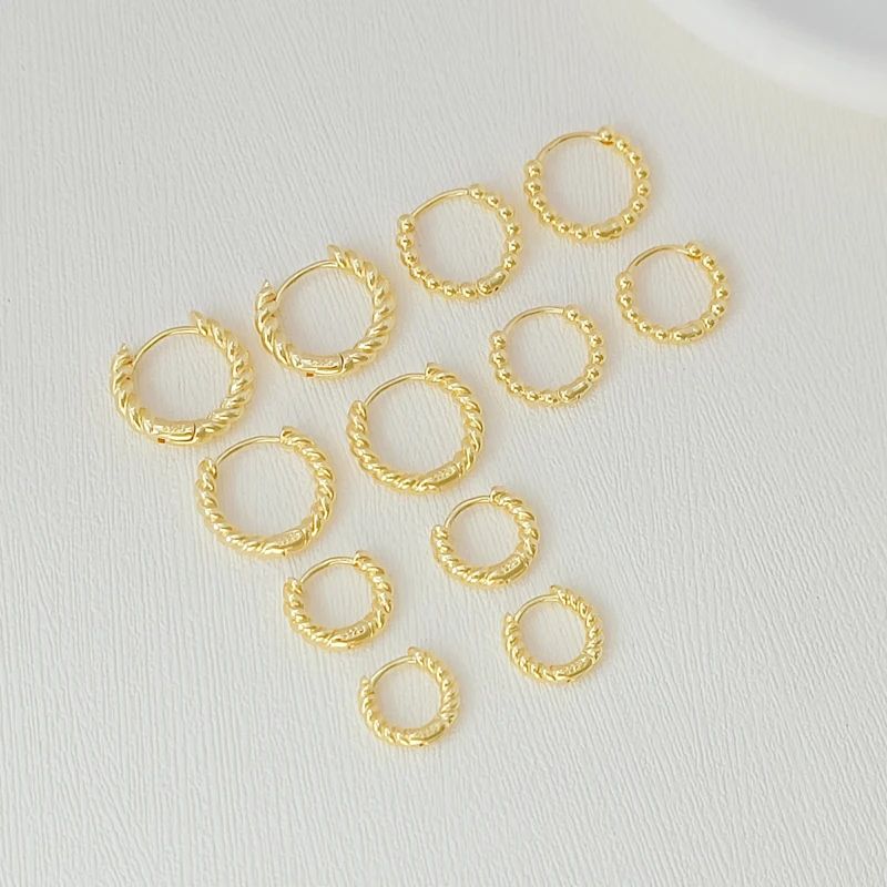 

18K Gold-plated Gold Bead Twist Earrings, Bead Ear Loops, Ear Buckles, Ear Clips, DIY Handcrafted Earrings and Accessories