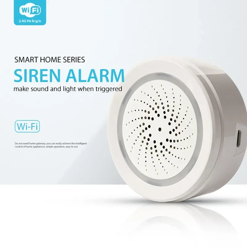 CUSAM Tuya Smart WiFi Siren Alarm 100dB Loud Speaker Built-in 18 Ringtones Strobe Light Alert Home Automation Security System