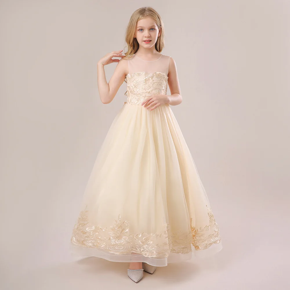 Flower Girl Dresses Fluffy Tulle Round Neck Sleeveless First Communion Birthday  Party Graduation Banquet Children's Clothing