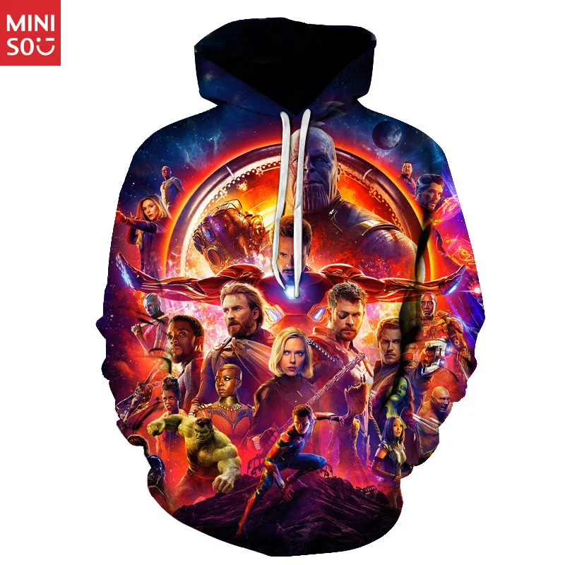 

Miniso New Endgame Popular Clothing Autumn and Winter 3D Digital Print Hooded Sweater