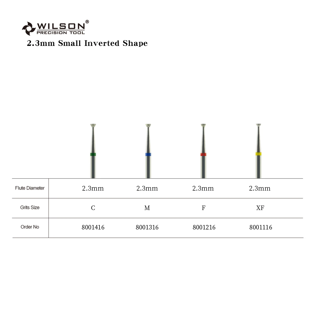 WILSON 2.3mm Small Inverted Shape high quality drill bit nail best selling nail bit drill Different kinds of diamond nail drill