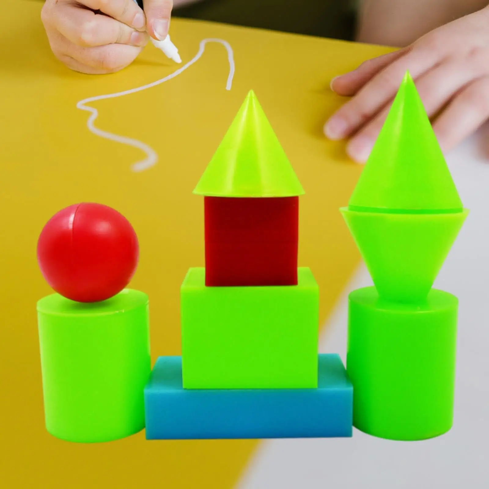 Juego de 9 Uds de bloques de formas geométricas 3D, juguetes matemáticos, cilindro, manipuladores rectangulares, bloques de patrón para el hogar, niños, niñas y niños