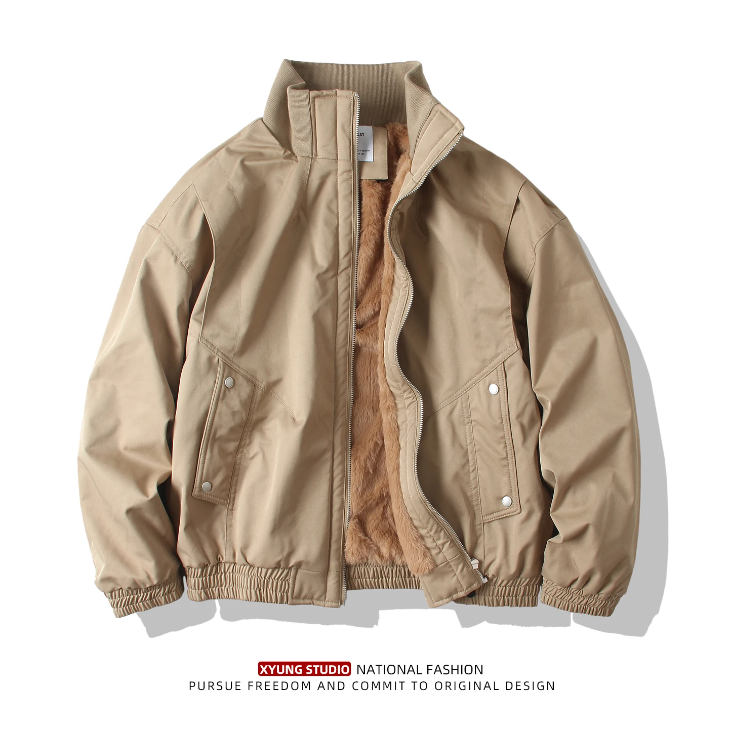 

Утепленная хлопковая куртка в американском стиле для мужчин, свободная короткая куртка с воротником-стойкой, осенне-зимняя рабочая одежда, верхняя одежда