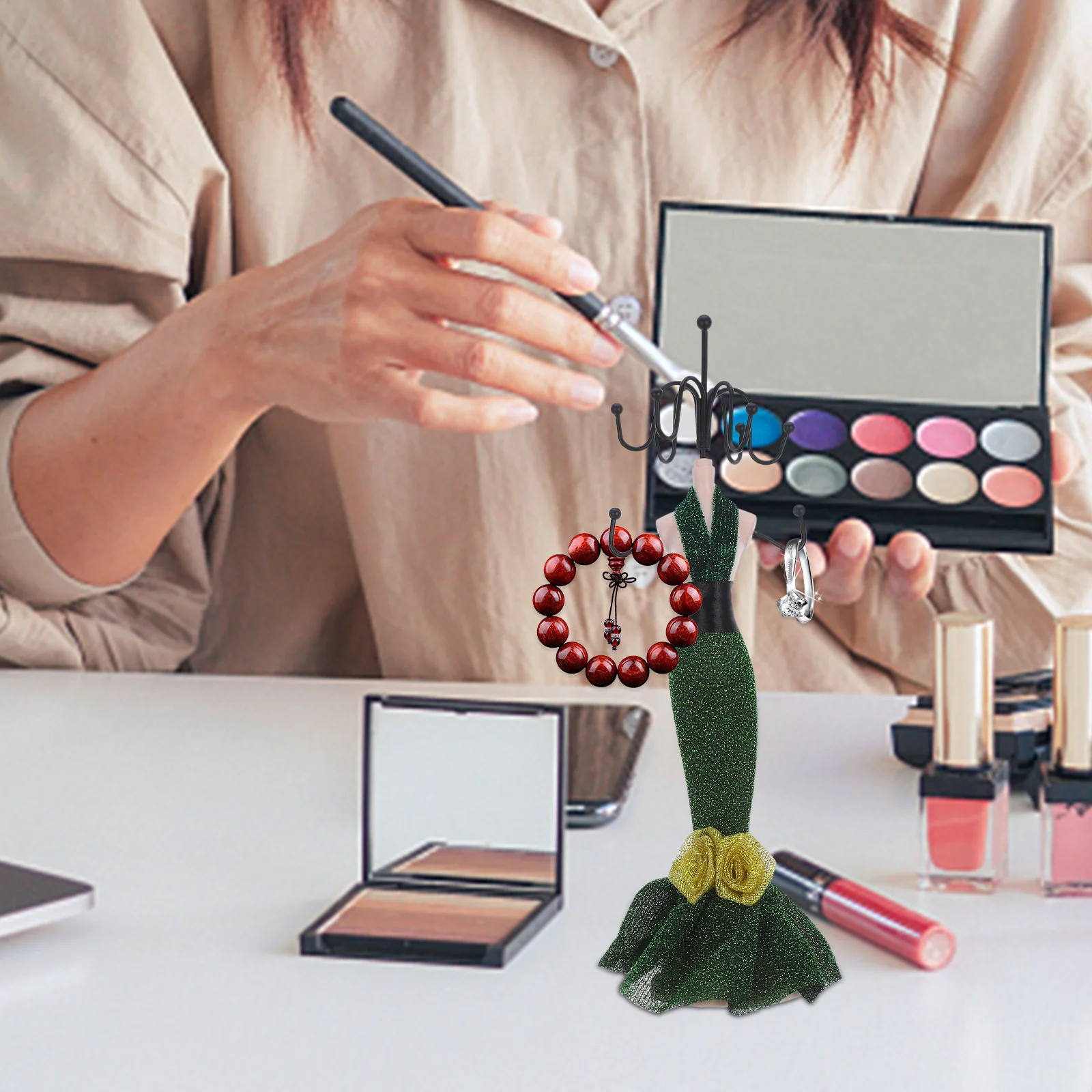 

Elegant European Princess Jewelry Stand Necklace Earring Ring Holder Ample Storage Showcase Display Home Decor