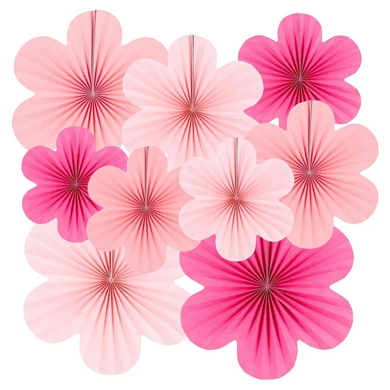 Pink Paper Fan Flower Set Party Decorations Paper Fans, Floral Pom Poms, And Garlands For Weddings, Birthdays