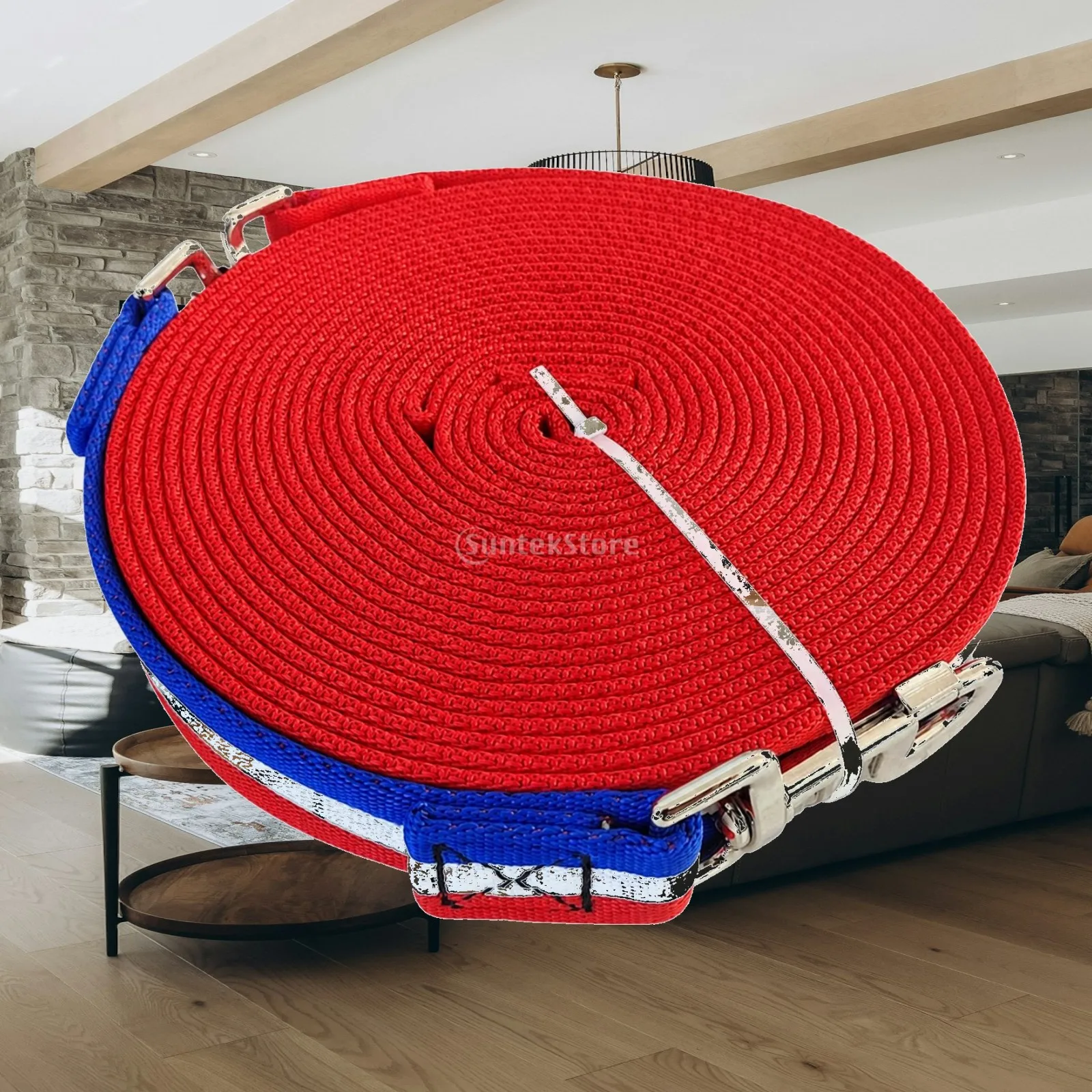 Polyester Strapping Horse Rope with Clip Hooks Flat Woven Horse Lunging Rope Lunge Line Sturdy Flexible for Equestrians