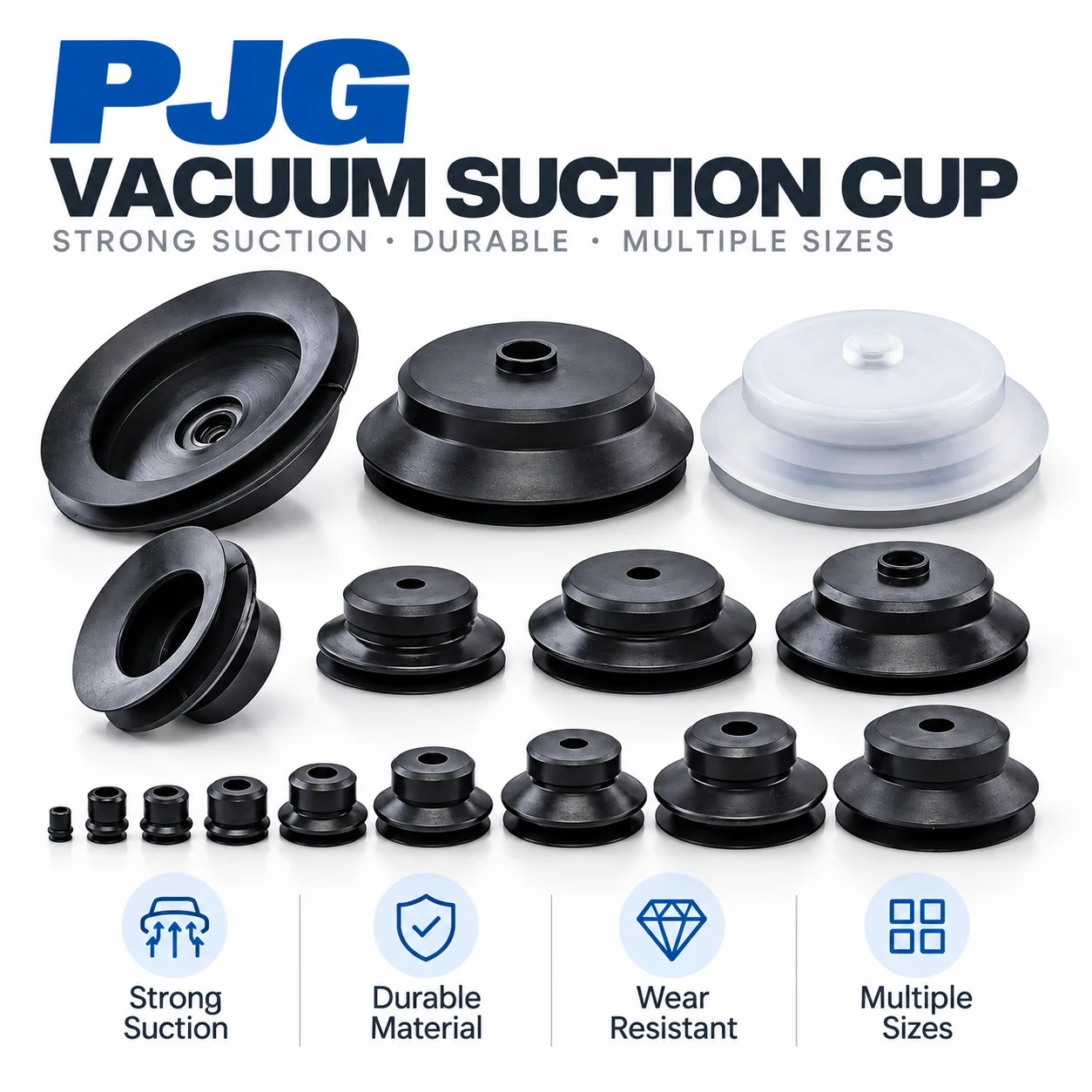 5Pcs PJG Vacuum Suction Cup Pneumatic Bellows Suction Pad NBR Silicone Rubber Vacuum Gripper for Pick and Place Automation Robot