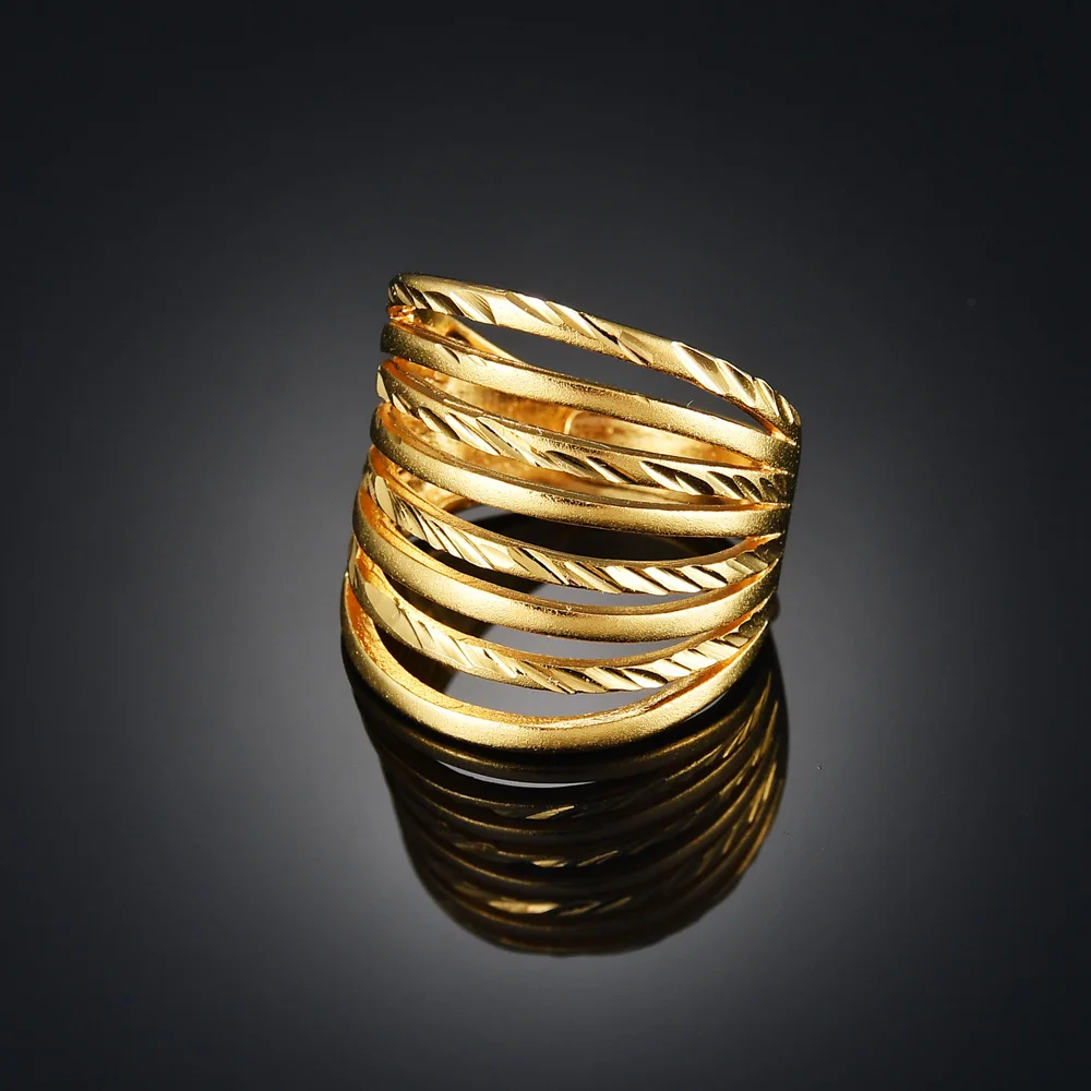 55 Styles Korean Gold Color Ring Sand Gold Women's Wedding Engagement Jewelry Petals Flower Ring Gifts