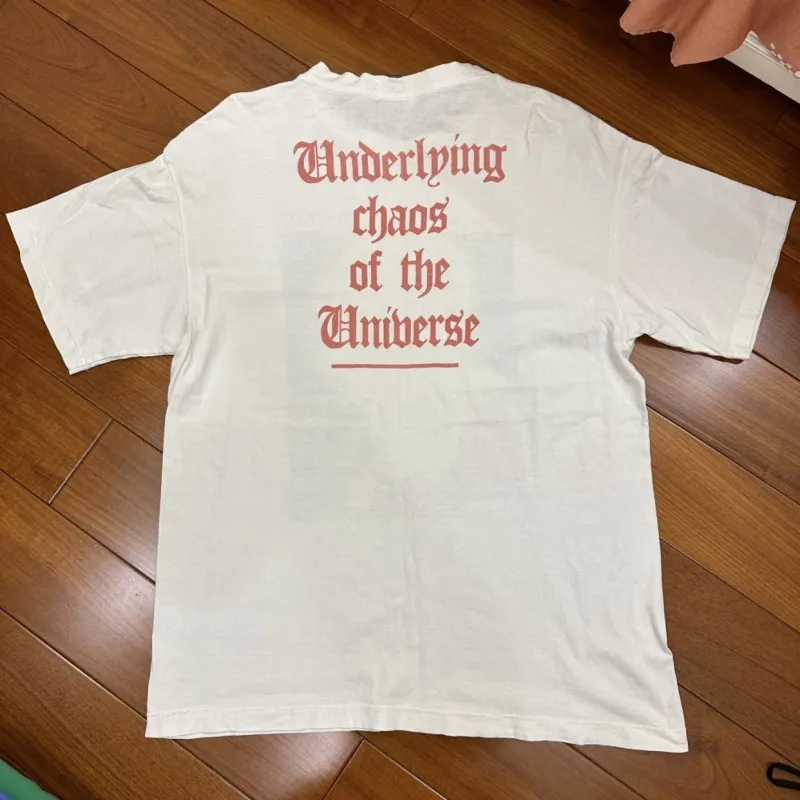 Vinatge Saint Tshirts White Prayer Women Pattern Red Signature Casual Streetwear Round Neck Short Sleeve Loose Outfit Men Tops