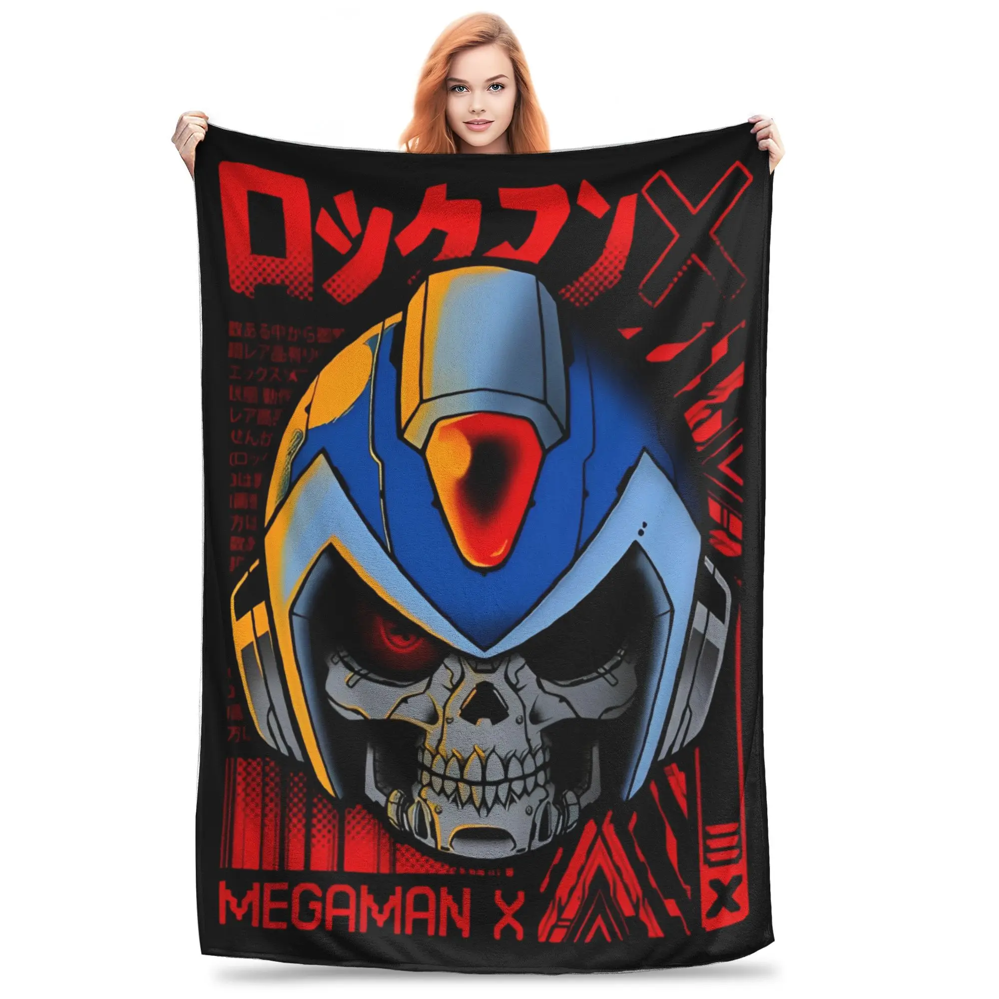 Megaman X   Terminator Knitted Blanket Flannel Games Ultra-Soft Throw Blanket for Home Couch Bedspread