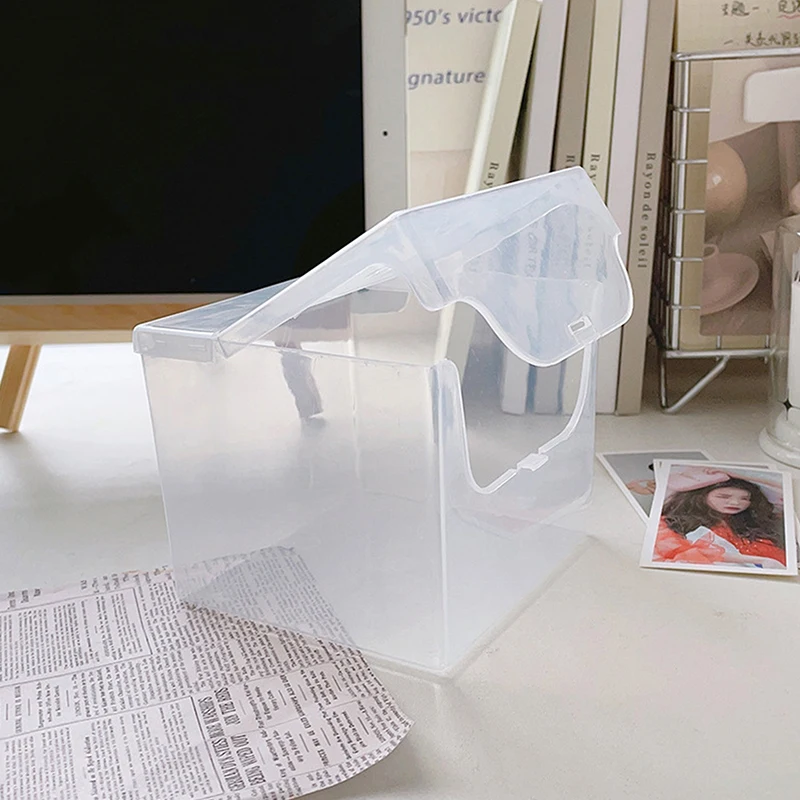 Transparent Large Capacity Flip Lid Storage Box Photo Card Holder Container Desktop Handbook Tape Classification Stationery Box