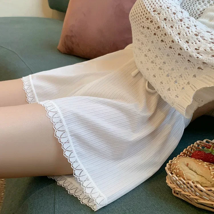 

Women High Waist Ice Silk Safety Short Pants Women's Large Size Anti-light Thin Shorts Lace Breathable Short Women Underwear