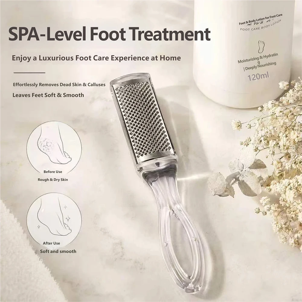 Clear Handle Metal Foot File Rasp Pedicure Tools Callus Feet Removel Dead Hard Cracked Skin Heel Grater Foot Scrubber Foot Care