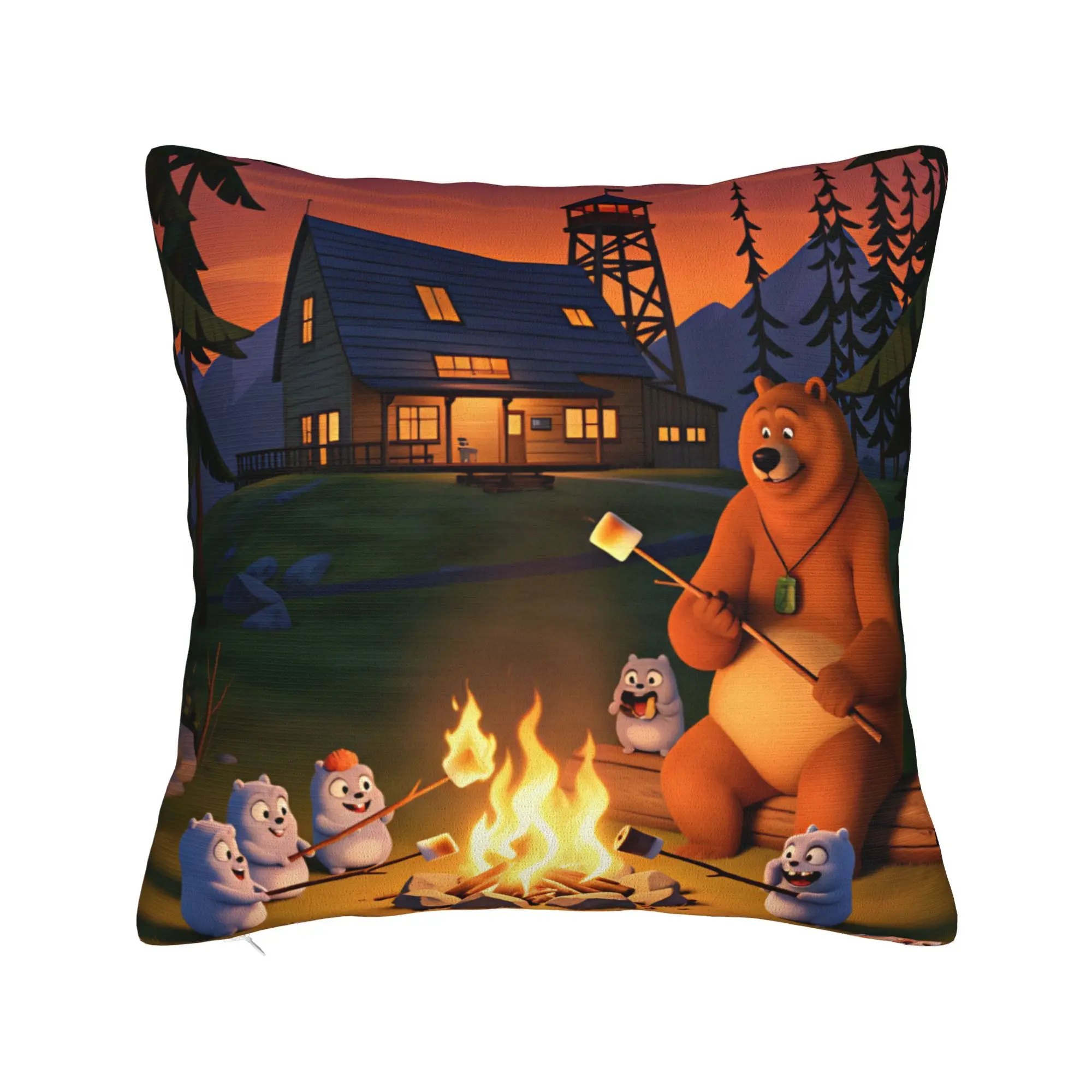 Grizzly and Lemmings Pillow Cover  Funny Pillow Case For Sofa Home Decoration Cushion Cover Soft Pattern Pillowcases Gift