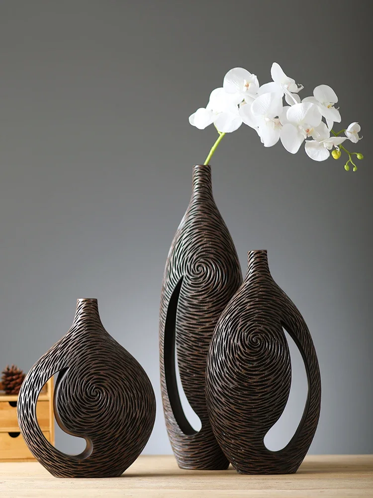 floor-to-ceiling vase ornament Nordic European living room dried flower arrangement artwork Chinese high-end home decoration