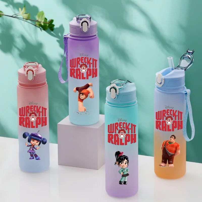 750ML Wreck It Ralph Children's Large Capacity Plastic Water Cup Student Leak Proof Water Bottle Portable Gradient Water Cup