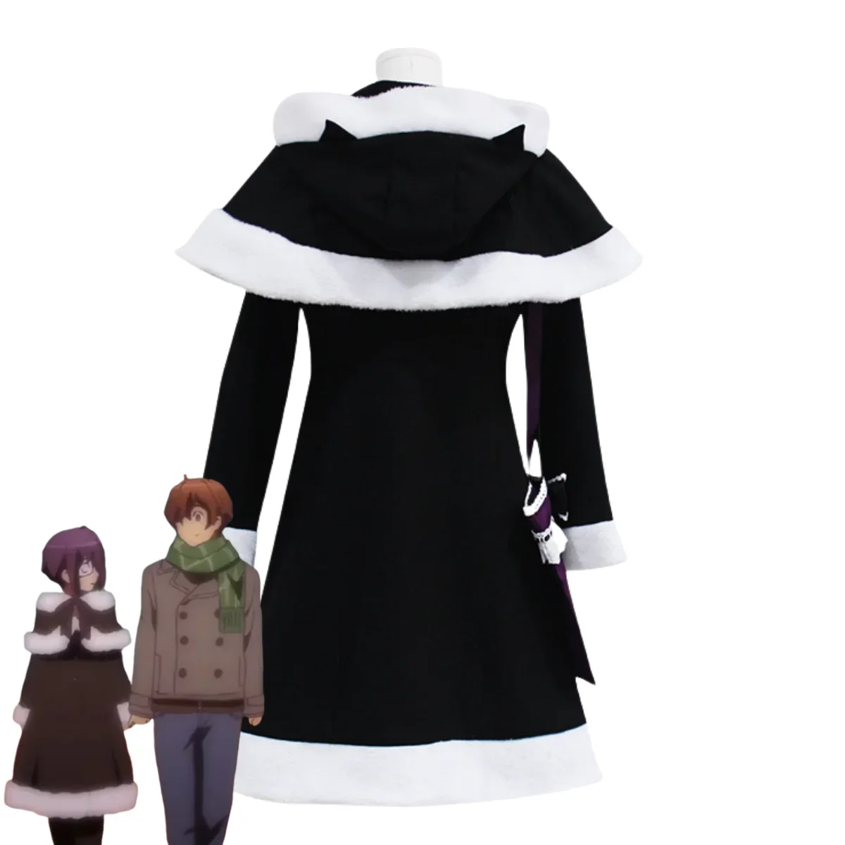 Anime Love, Chunibyo & Other Delusions Takanashi Rikka Cosplay Costume Black Winter Mao Coat Bag Wig Woman Cute Christmas Suit - view 5