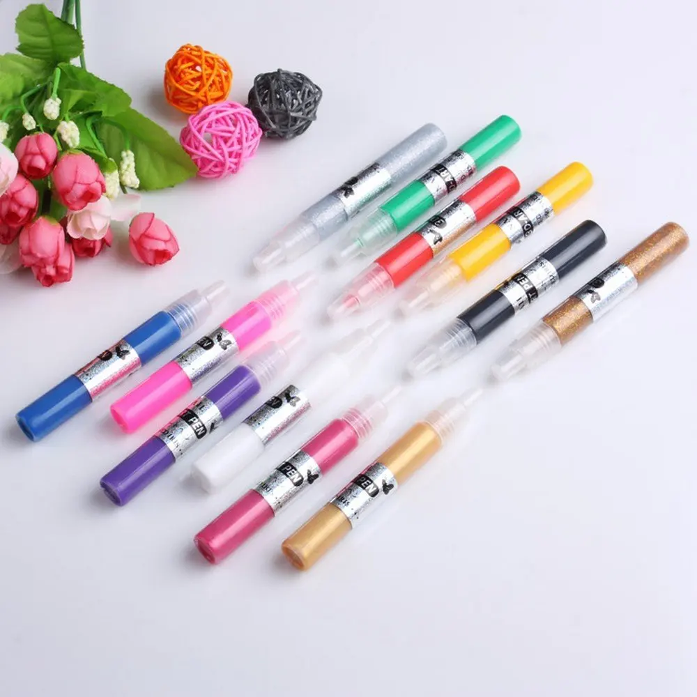 A73U 12 Colors Diy 3D Nail Art Painting Polish Pen Set