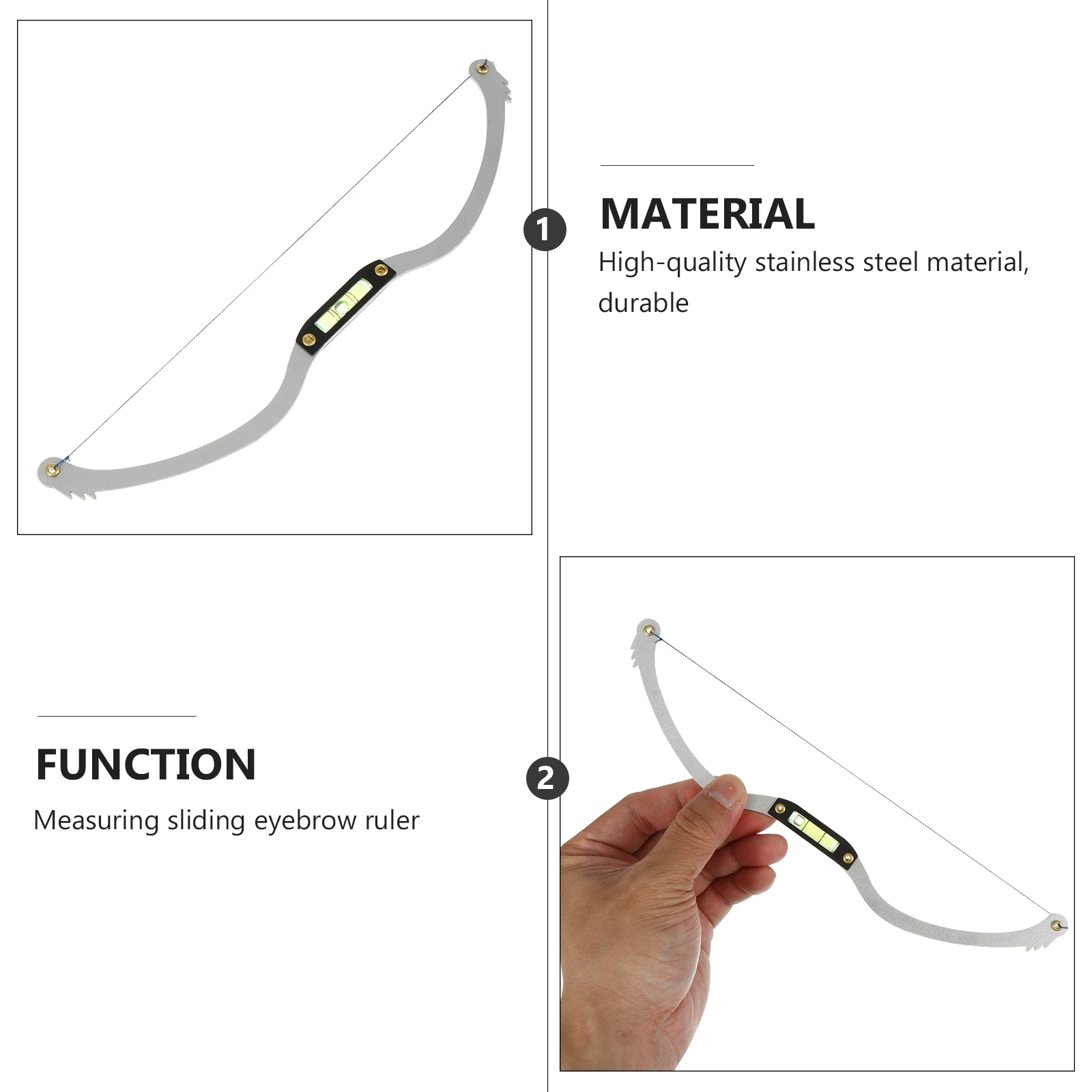 Strumento di misurazione in acciaio inossidabile a forma di arco per mappatore per sopracciglia simmetrico Design Righello Kit per modellare tatuaggi Pennarello per linea