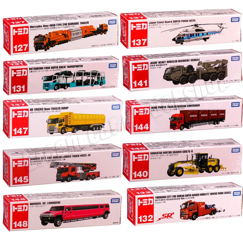 TOMICA, caja larga, motor de bomberos Osaka, autobús urbano, vehículo de rescate, vehículo de transporte, modelo de grúa, colección de coches, coches de juguete, regalos al por mayor